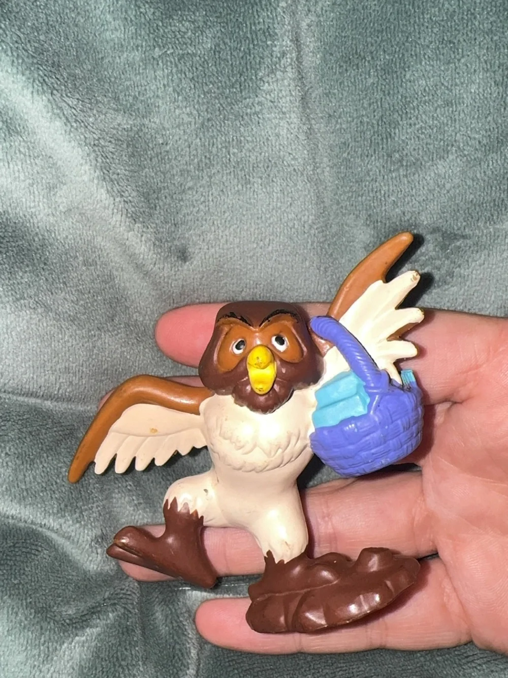 Winnie the Pooh “Owl” Brown & Cream Bird Toy with Purple Basket